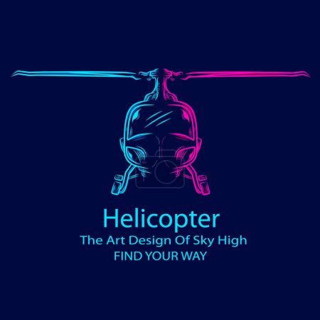 Téléchargez les illustrations : Hélicoptère ligne pop art logo design coloré avec fond sombre. Illustration vectorielle abstrait. - en licence libre de droit