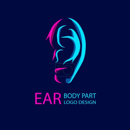 Ilustración de Línea de oído pop art logo diseño colorido con fondo oscuro. Ilustración abstracta del vector. - Imagen libre de derechos