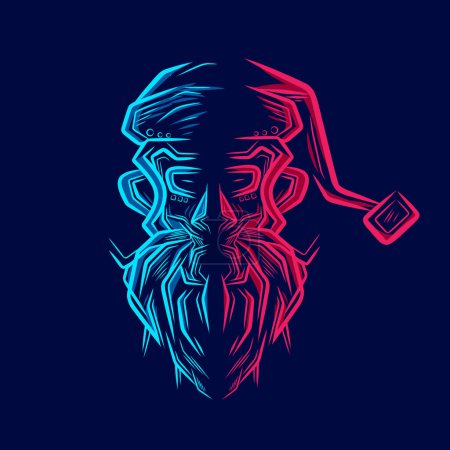 Illustration for Santa claus robot logo line pop art potrait colorful design with dark background. Abstract vector illustration. - Royalty Free Image