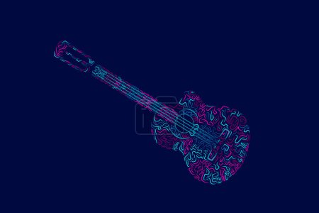 Téléchargez les illustrations : Logo de guitare coloré, illustration vectorielle - en licence libre de droit