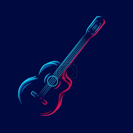 Téléchargez les illustrations : Logo de guitare coloré, illustration vectorielle - en licence libre de droit