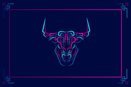 Téléchargez les illustrations : Logo tête de taureau coloré, illustration vectorielle - en licence libre de droit