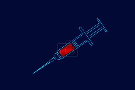 Illustration for Inject medical care line art logo colorful design with dark background. Abstract vector illustration. Dark minimalist wallpaper - Royalty Free Image