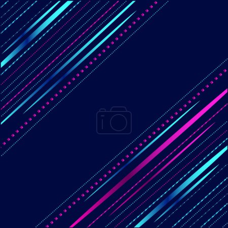 Illustration for Neon glow technology line art colorful design with dark background. Abstract vector illustration. Blue and pink purple style. - Royalty Free Image