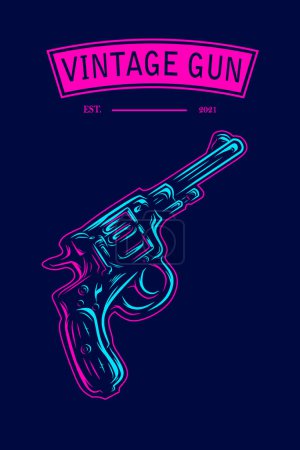 Illustration for Colorful vintage gun logo, vector illustration - Royalty Free Image