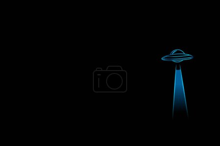 Ilustración de Ufo alien space universo línea pop art potrait logo diseño colorido con fondo oscuro. Ilustración abstracta del vector. Fondo de pantalla minimalista oscuro - Imagen libre de derechos