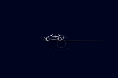 Ilustración de Línea de coches clásicos pop art potrait logo diseño colorido con fondo oscuro. Ilustración abstracta del vector. Fondo de pantalla minimalista oscuro - Imagen libre de derechos