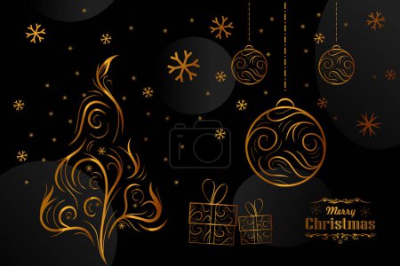 Illustration for Happy New Year neon line art. Colorful design with dark background. Abstract vector illustration. Isolated black background for t-shirt, poster, clothing, merch, apparel, badge design - Royalty Free Image
