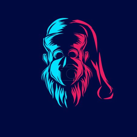 Illustration for Santa claus pandemic logo line pop art potrait colorful design with dark background. Abstract vector illustration. - Royalty Free Image