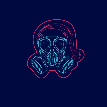 Illustration for Gas mask line pop art potrait logo colorful design with dark background. Abstract vector illustration. - Royalty Free Image