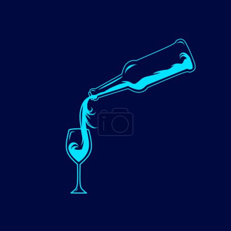 Téléchargez les illustrations : Verser le vin de la bouteille dans un verre à vin, illustration vectorielle - en licence libre de droit