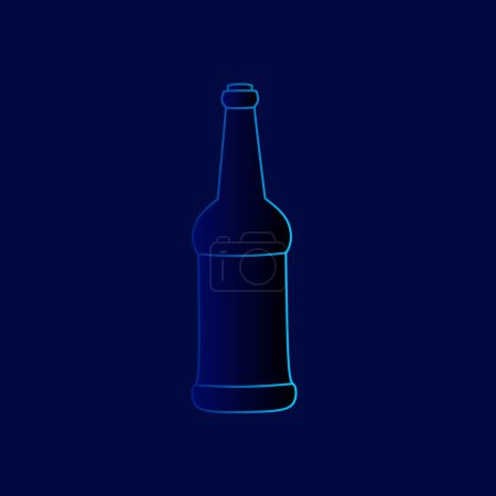 Ilustración de Línea de botella de vino. Logo Pop Art. Diseño colorido con fondo oscuro. Ilustración abstracta del vector. Fondo negro aislado para camiseta, póster, ropa, merch, ropa, diseño de insignia - Imagen libre de derechos