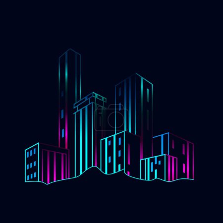 Illustration for Black night town. Colorful design on dark background. Abstract vector illustration. Isolated black background for t-shirt, poster, clothing, merch, apparel, badge design - Royalty Free Image
