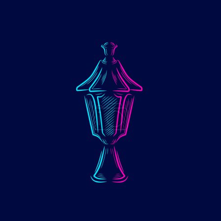 Illustration for Streetlight park Lamp. Colorful design on dark background. Abstract vector illustration. Isolated black background for t-shirt, poster, clothing, merch, apparel, badge design - Royalty Free Image