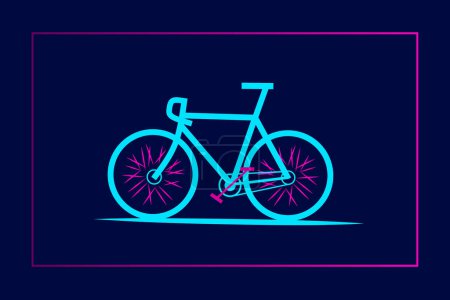 Téléchargez les illustrations : Logo vélo néon ligne art portrait design coloré avec fond sombre - en licence libre de droit