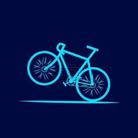 Téléchargez les illustrations : Logo vélo néon ligne art portrait design coloré avec fond sombre - en licence libre de droit