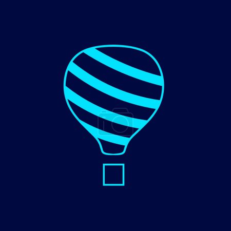 Téléchargez les illustrations : Icône vectorielle de montgolfière sur fond sombre - en licence libre de droit