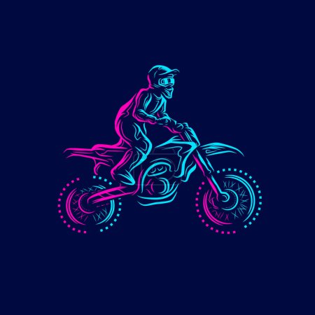 Illustration for Motorcycle rider in neon style. vector illustration. - Royalty Free Image