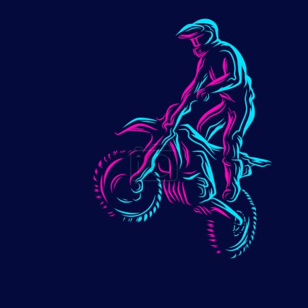 Illustration for Motorcycle rider silhouette on black background - Royalty Free Image