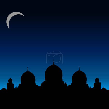Illustration for Ramadan kareem background with mosque silhouette vector - Royalty Free Image