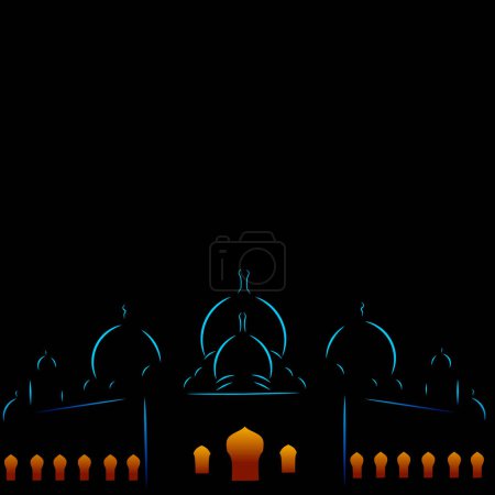 Téléchargez les illustrations : Illustration de mosquée avec des lumières - en licence libre de droit