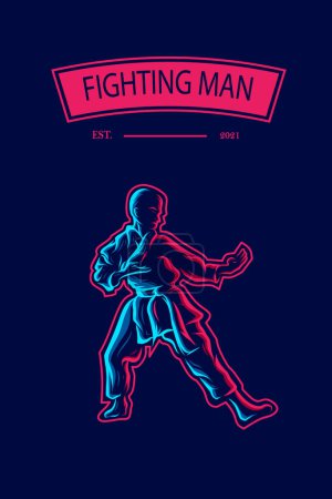 Illustration for Silhouette of a man in the pose. Martial arts concept - Royalty Free Image