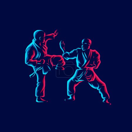 Téléchargez les illustrations : Silhouette of a men in fight. Martial arts concept - en licence libre de droit