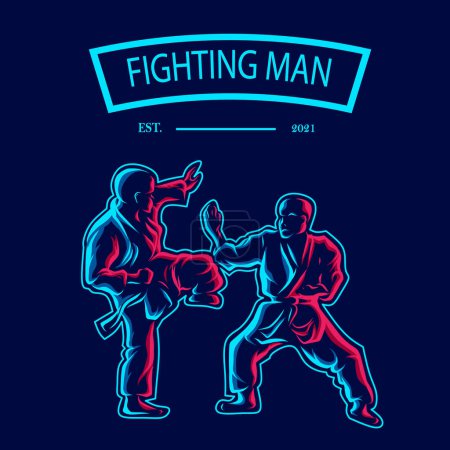 Illustration for Silhouette of a men in fight. Martial arts concept - Royalty Free Image