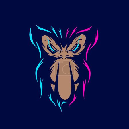 Illustration for Ape head with blue and pink colors - Royalty Free Image