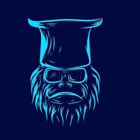 Téléchargez les illustrations : Tête de gorille dans un chapeau et des lunettes - en licence libre de droit