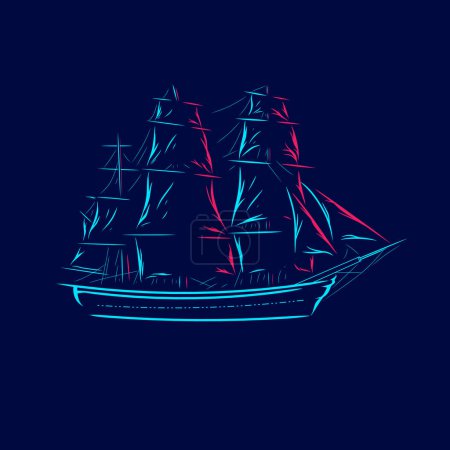 Illustration for Ship in a marine style, vector illustration. - Royalty Free Image