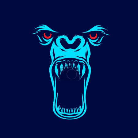 Illustration for Angry monkey head vector logo design. - Royalty Free Image