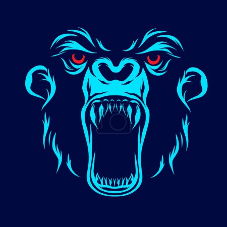 Illustration for Angry gorilla head logo vector - Royalty Free Image