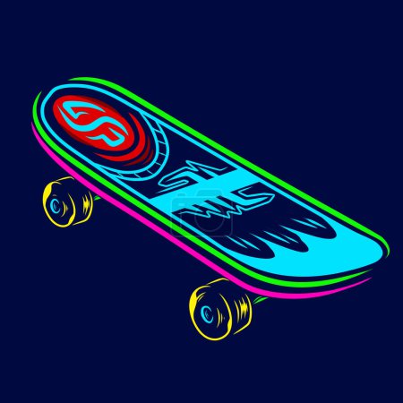 Illustration for Skateboard in neon style. vector. - Royalty Free Image