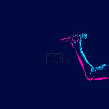 Illustration for Silhouette of male singer singing on stage - Royalty Free Image