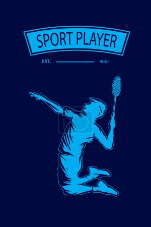 Illustration for Silhouette of badminton player in sport club with racket. vector illustration - Royalty Free Image