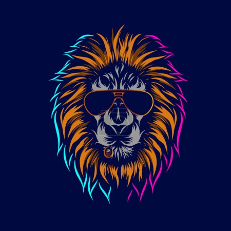 Illustration for Lion with glasses, vector illustration - Royalty Free Image