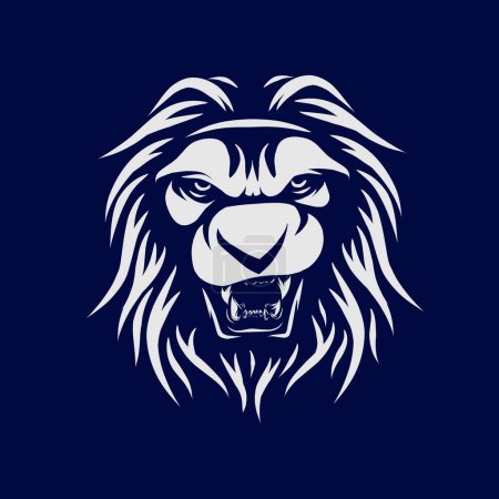 Téléchargez les illustrations : Modèle de conception vectorielle de logo de mascotte de lion tête - en licence libre de droit