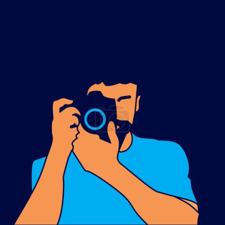 Ilustración de Fotógrafo hombre con cámara digital - Imagen libre de derechos