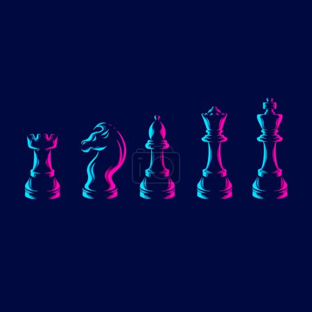 Ilustración de Piezas de ajedrez sobre un fondo oscuro. ilustración vectorial plana. - Imagen libre de derechos