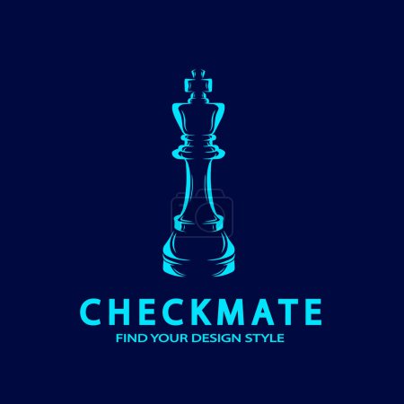 Ilustración de Diseño del logo del juego de ajedrez con corona de ajedrez - Imagen libre de derechos