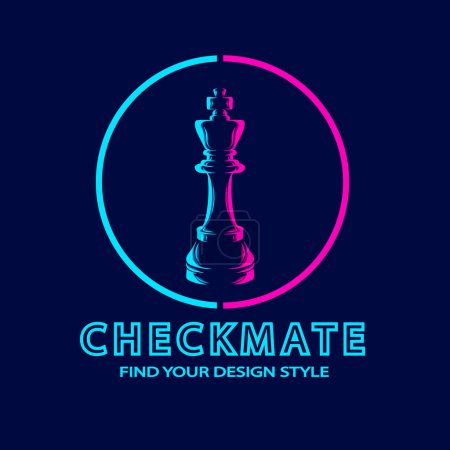 Ilustración de Vector logo del juego de ajedrez con corona - Imagen libre de derechos
