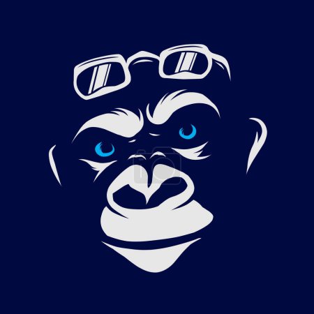 Téléchargez les illustrations : Logo gorille cool avec des lunettes - en licence libre de droit