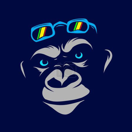 Illustration for Cool gorilla logo with eyeglasses - Royalty Free Image