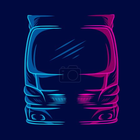 Téléchargez les illustrations : Camion lumière néon icône vectoriel illustration - en licence libre de droit