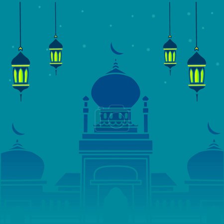 Téléchargez les illustrations : Carte de souhaits Eid Moubarak design. Illustration vectorielle isolée colorée - en licence libre de droit