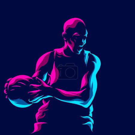 Téléchargez les illustrations : Joueur de basket-ball, conception de logo abstrait, illustration vectorielle - en licence libre de droit