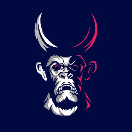 Ilustración de Diablo con cuernos máscara, diseño de logotipo abstracto, ilustración vectorial - Imagen libre de derechos