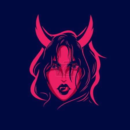 Illustration for Female demon, abstract logo design, vector illustration - Royalty Free Image