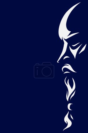 Ilustración de Hombre con barba, vista lateral, diseño de logotipo abstracto, ilustración vectorial - Imagen libre de derechos